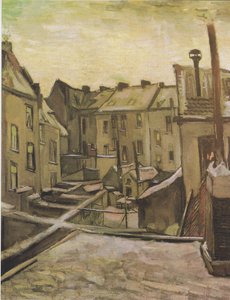 Backyards in Antwerp in the Snow